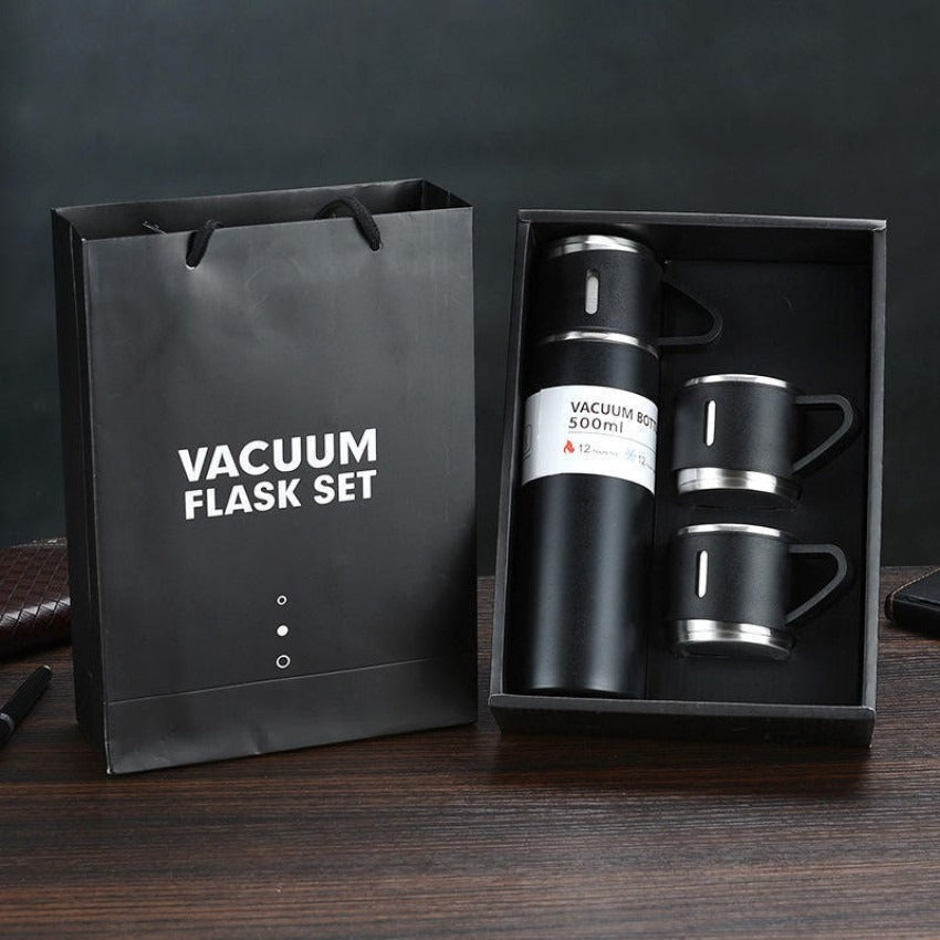 Stainless Steel Vacuum Flask Bottle Set with Cups