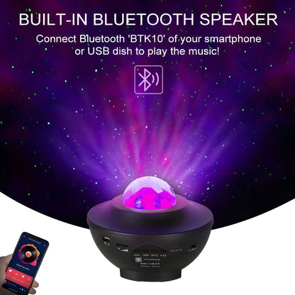 Multi-Functional LED Galaxy Projector Light With Built-In Bluetooth Speaker – Portable Mini Design