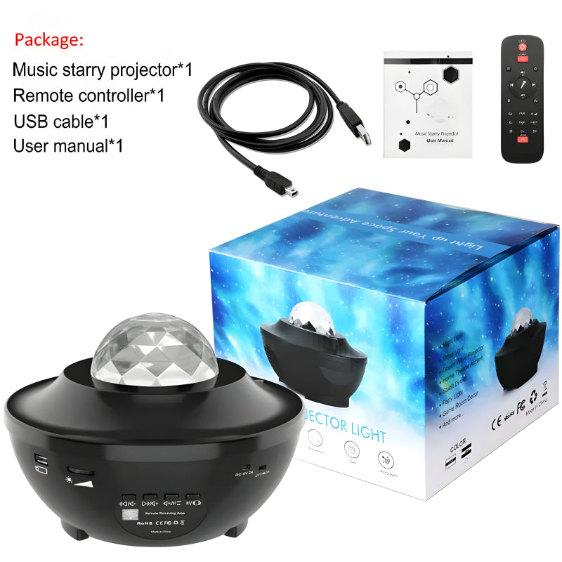 Multi-Functional LED Galaxy Projector Light With Built-In Bluetooth Speaker – Portable Mini Design